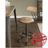 Lumisource OC-SWFT AN+CAM Swift Industrial Task Chair in Antique Metal and Camel Faux Leather 